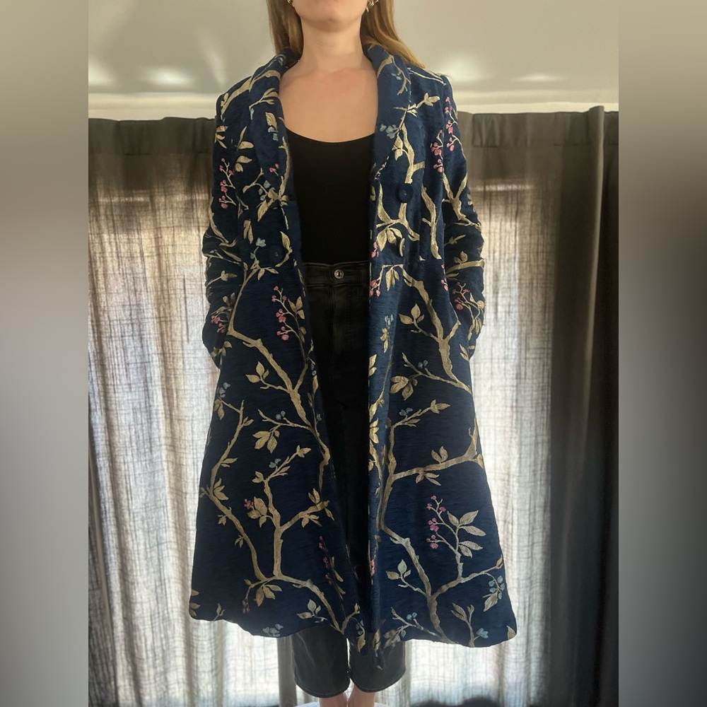 Floral Navy Long Coat
